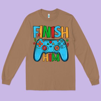 Finish Him Long Sleeve Tee Designed By Jahusdesignshop
