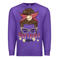 Purple softball mom Premium Sweatshirt - MaliasSmallBusiness
