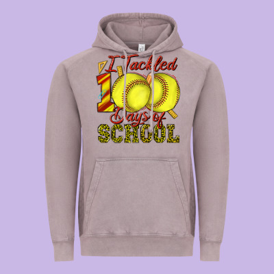 I Tackled 100days Of School Softball Vintage Hoodie Designed By Texasbilliewilder