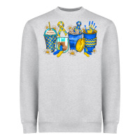 Heather Grey down syndrome coffee cups Heavyweight Sweatshirt - Zillion Design Studio