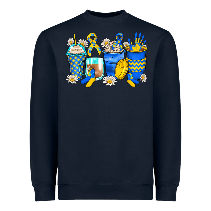 Down Syndrome Coffee Cups Heavyweight Sweatshirt by Zillion Design Studio | Teevron