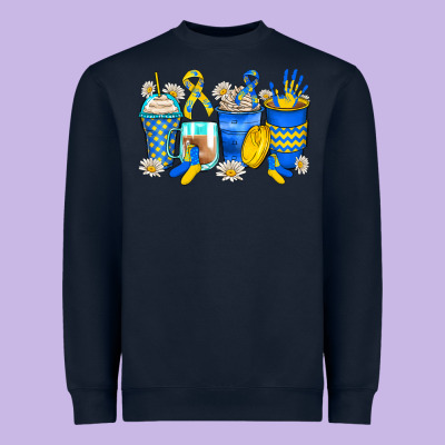 Down Syndrome Coffee Cups Heavyweight Sweatshirt Designed By Zillion Design Studio