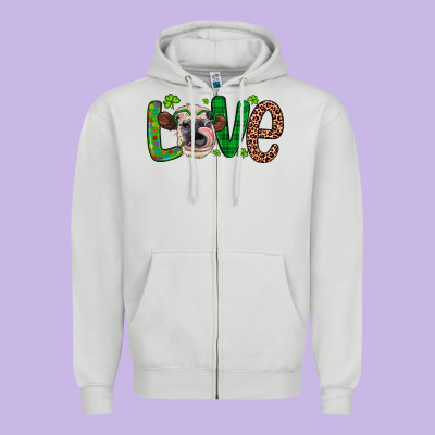 Western St. Patrick's Day Love Cow Zipper Hoodie Designed By Artiststas