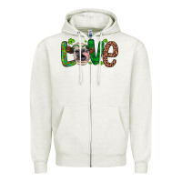 Oatmeal Heather Western St. Patrick's Day Love Cow Zipper Hoodie - Artiststas