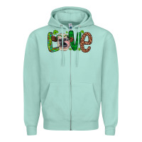 Seafoam Western St. Patrick's Day Love Cow Zipper Hoodie - Artiststas