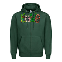 Sports Green Western St. Patrick's Day Love Cow Zipper Hoodie - Artiststas