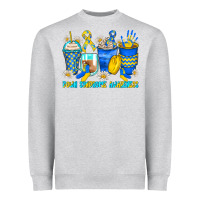 Heather Grey down syndrome coffee cups Heavyweight Sweatshirt - Zillion Design Studio