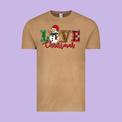 Love Christmas Snowman Vintage Tee Designed By Barkaloodesign