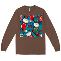 Chestnut christmas socks seamless pattern Long Sleeve Tee - BundleAndBundleShop