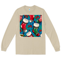Mushroom christmas socks seamless pattern Long Sleeve Tee - BundleAndBundleShop