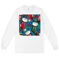 White christmas socks seamless pattern Long Sleeve Tee - BundleAndBundleShop