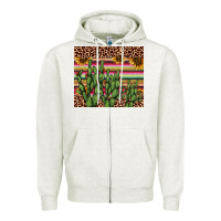 Oatmeal Heather cactus serape Zipper Hoodie - AdoDesignShop