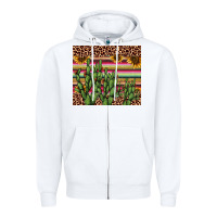 White cactus serape Zipper Hoodie - AdoDesignShop
