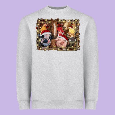 Christmas Farm Animals Heavyweight Sweatshirt Designed By Ranaportraitstore