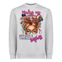 Heather Grey minding my own small business blonde messy bun Heavyweight Sweatshirt - texasbilliewilder