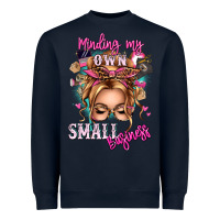 Navy minding my own small business blonde messy bun Heavyweight Sweatshirt - texasbilliewilder