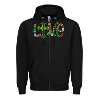 Black Western St. Patrick's Day Love Cross Zipper Hoodie - Artiststas