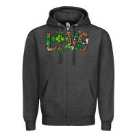Charcoal Heather Western St. Patrick's Day Love Cross Zipper Hoodie - Artiststas