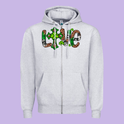 Western St. Patrick's Day Love Cross Zipper Hoodie Designed By Artiststas