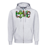 Heather Grey Western St. Patrick's Day Love Cross Zipper Hoodie - Artiststas