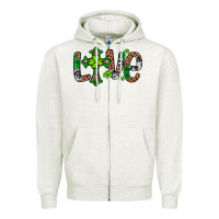 Oatmeal Heather Western St. Patrick's Day Love Cross Zipper Hoodie - Artiststas