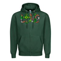 Sports Green Western St. Patrick's Day Love Cross Zipper Hoodie - Artiststas