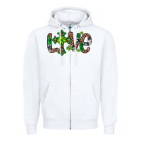 White Western St. Patrick's Day Love Cross Zipper Hoodie - Artiststas