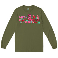 Army Green floral love and kiss Long Sleeve Tee - AdoDesignShop