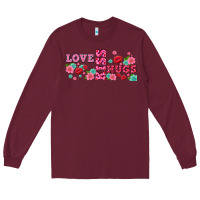 Burgundy floral love and kiss Long Sleeve Tee - AdoDesignShop