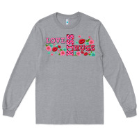 Heather Grey floral love and kiss Long Sleeve Tee - AdoDesignShop