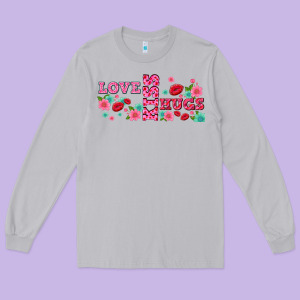 Floral Love And Kiss Long Sleeve Tee Designed By Adodesignshop