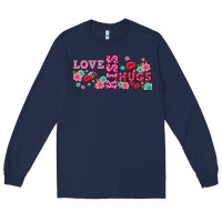 Navy floral love and kiss Long Sleeve Tee - AdoDesignShop