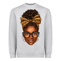 Heather Grey afro woman messy bun Heavyweight Sweatshirt - texasbilliewilder