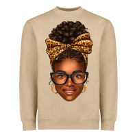 Afro Woman Messy Bun Heavyweight Sweatshirt | Teevron