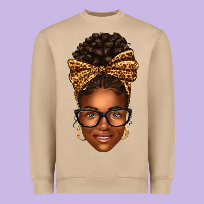Afro Woman Messy Bun Heavyweight Sweatshirt Designed By Texasbilliewilder