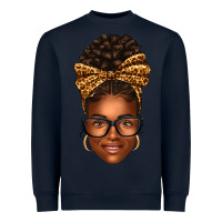 Navy afro woman messy bun Heavyweight Sweatshirt - texasbilliewilder
