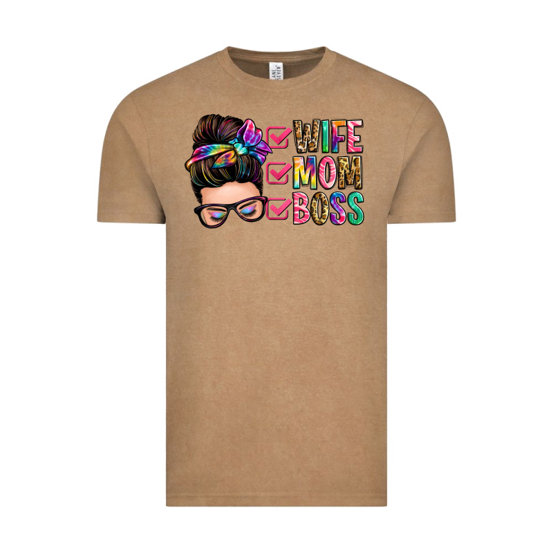 Wife Mom Boss Messy Bun Vintage Tee by Zillion Design Studio | Teevron