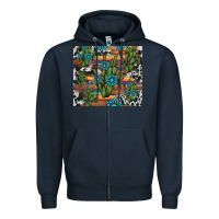 Navy cactus gemstone Zipper Hoodie - AdoDesignShop