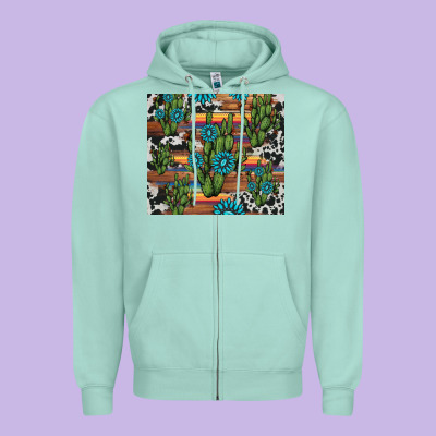 Cactus Gemstone Zipper Hoodie Designed By Adodesignshop
