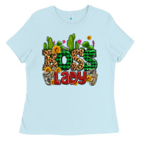 Baby Blue boss lady with money and cactus Ladies Tee - AdoDesignShop