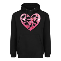 Black dinosaur valentine heart Heavyweight Hoodie - MaliasSmallBusiness