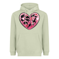 Matcha dinosaur valentine heart Heavyweight Hoodie - MaliasSmallBusiness