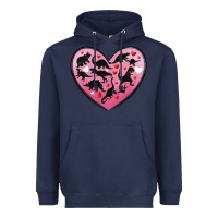 Navy dinosaur valentine heart Heavyweight Hoodie - MaliasSmallBusiness