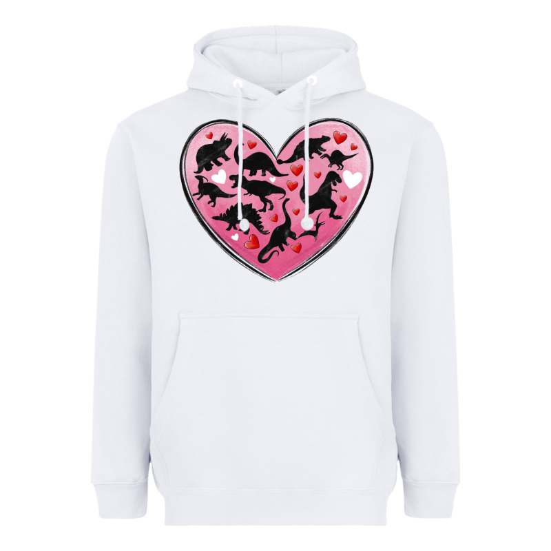 Dinosaur Valentine Heart Heavyweight Hoodie by MaliasSmallBusiness | Teevron
