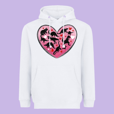 Dinosaur Valentine Heart Heavyweight Hoodie Designed By Maliassmallbusiness