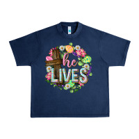 Navy He lives Easter with flowers Urban Heavy Tee - Neo Western