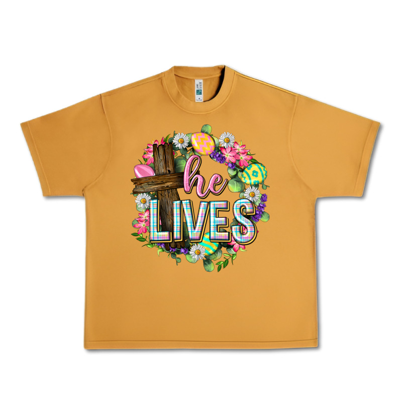 He Lives Easter With Flowers Urban Heavy Tee by Neo Western | Teevron