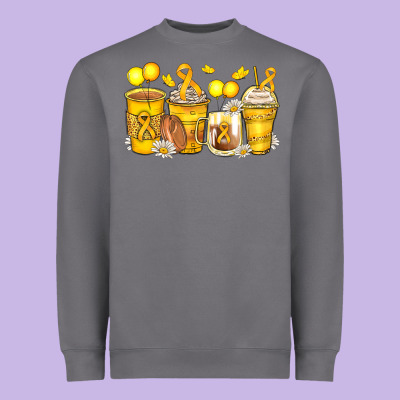 Childhood Cancer Coffee Cups Heavyweight Sweatshirt Designed By Zillion Design Studio