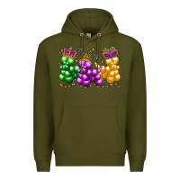 Army Green mardi gras bead dogs Premium Hoodie - LillyAllenDesigns