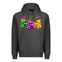 Charcoal Heather mardi gras bead dogs Premium Hoodie - LillyAllenDesigns